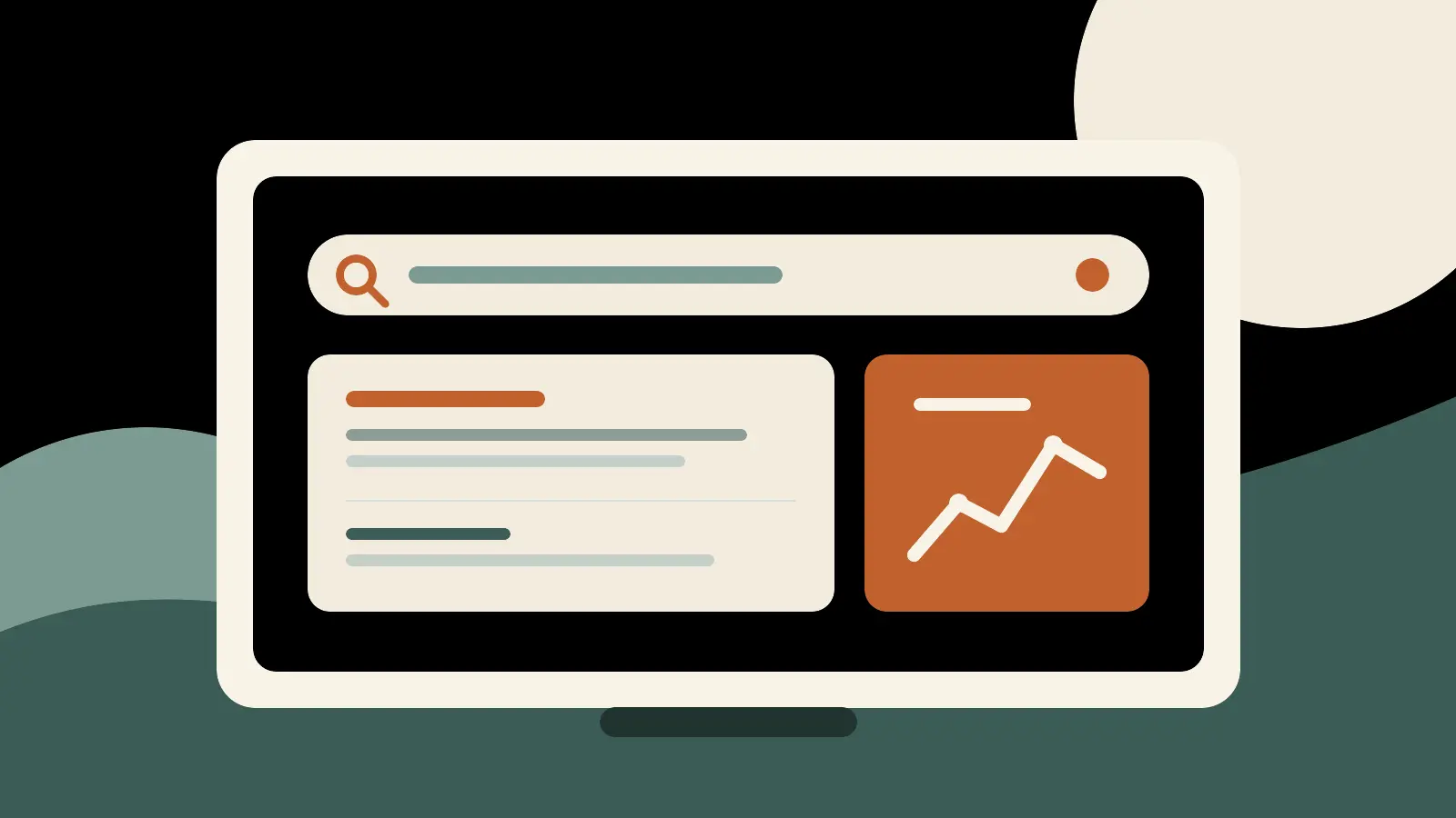 Search results and rising website traffic illustrated on an analytics dashboard